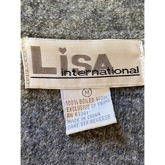 Vintage Women's Grey Snowflake Holiday Vest Size M Boiled Wool Full Zip Tassel - Picture 7 of 7